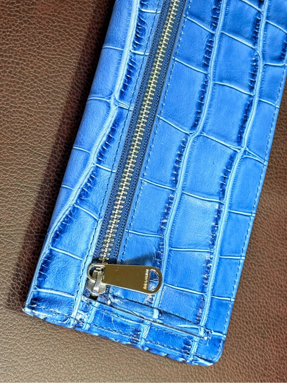 Brahmin Ady Blue Croc-Embossed Leather Wallet - Picture 5 of 11